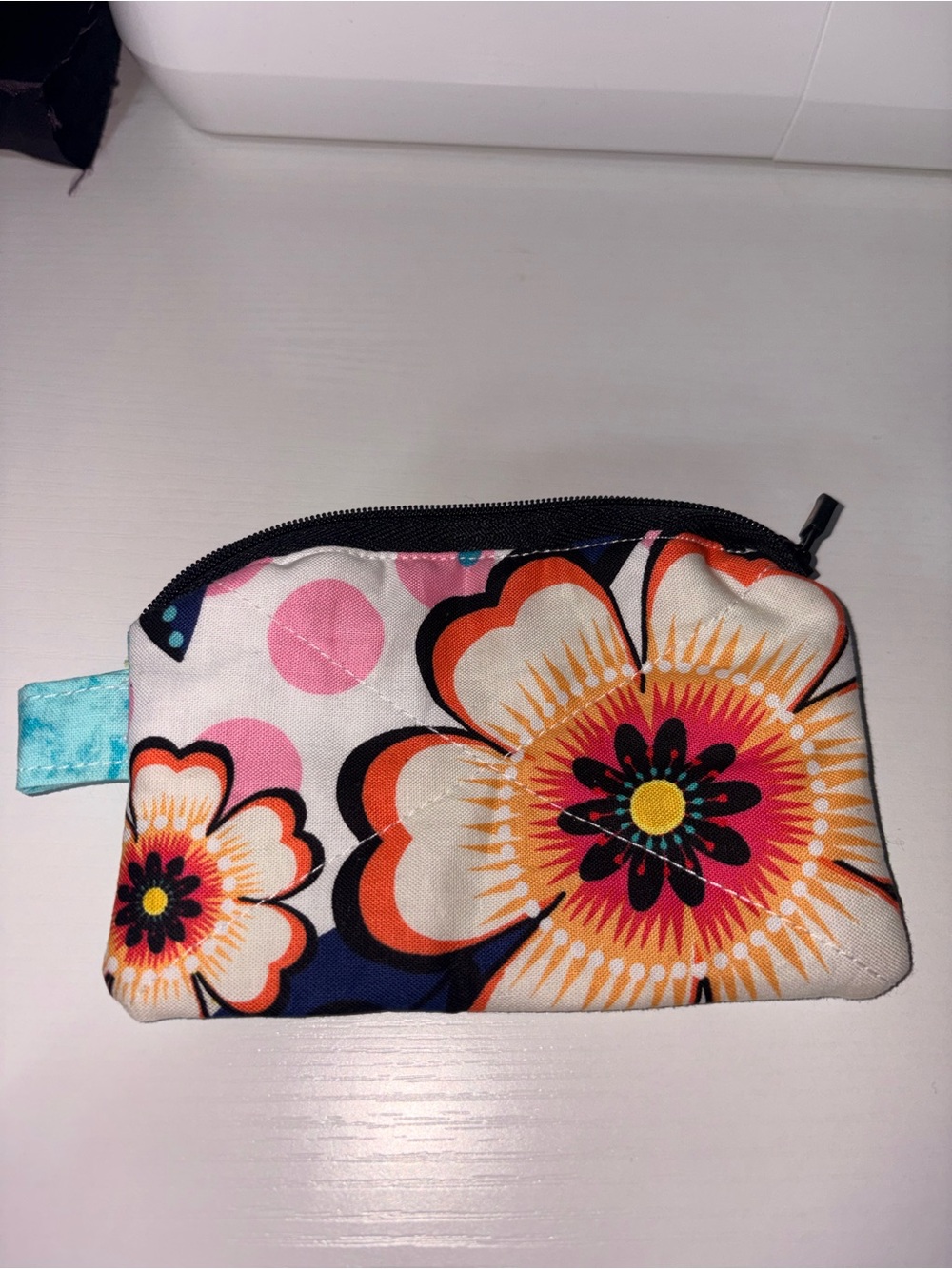 Handmade Floral Printed Small Zip Pouch - Multicolor